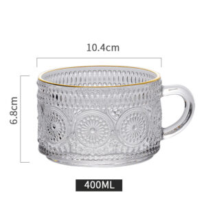 Sun Flower Embossed Glass Milk Cups