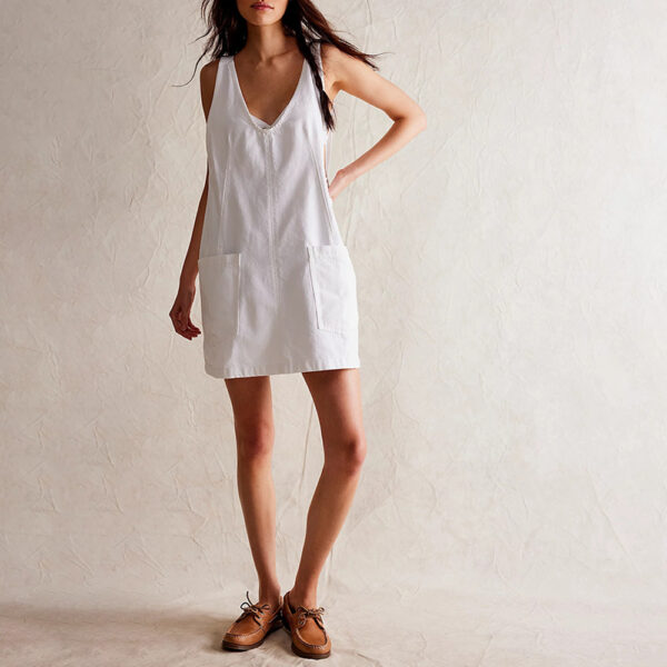Casual Denim Vintage A-Line Denim Backless Sleeveless Dress - Image 6