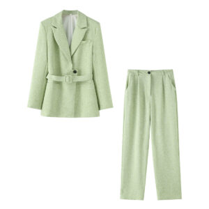 Thin woolen long sleeved suit jacket+casual pants