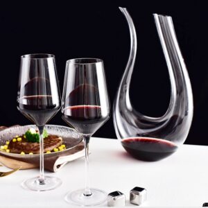 U Shape Wine Decanter Set with 4 glasses