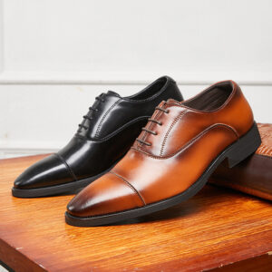 Lace-up Pointed Leather Shoes for Men