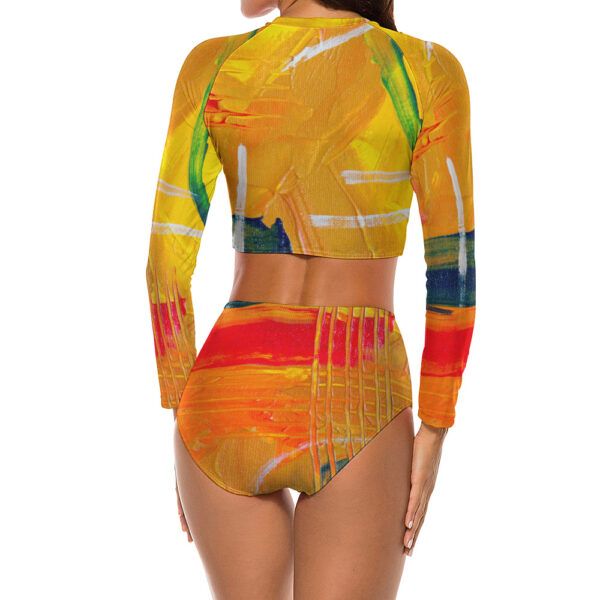 Long Sleeve Crew Neck Ladies Bikini Swimsuit - Image 5
