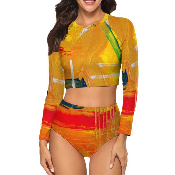 Long Sleeve Crew Neck Ladies Bikini Swimsuit - Image 2