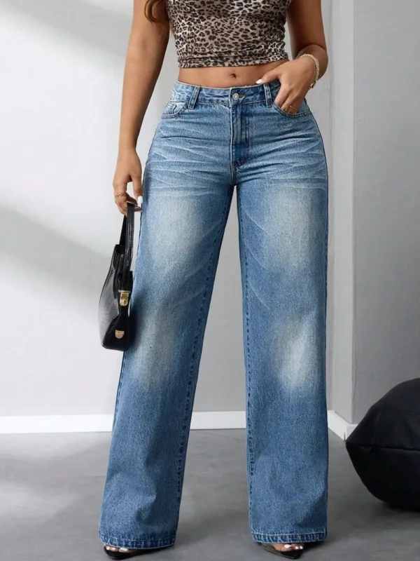 Wide Leg Jeans with Pockets - Image 2