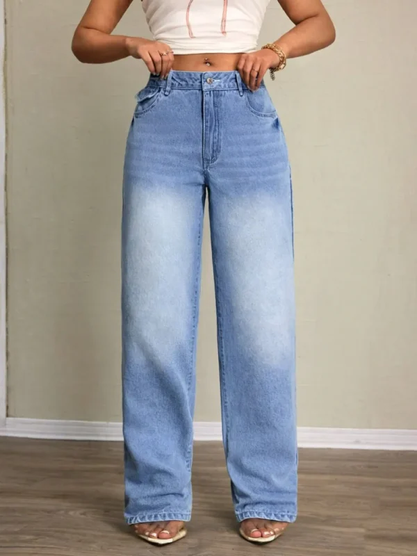 Washed High Waist Jeans - Image 4