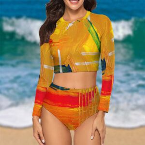 Long Sleeve Crew Neck Ladies Bikini Swimsuit