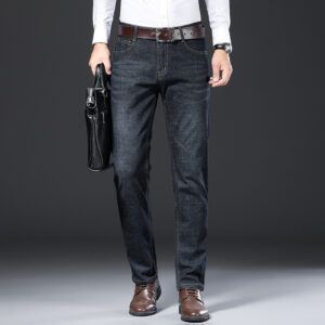 Plush Jeans Men Straight Leg Pants