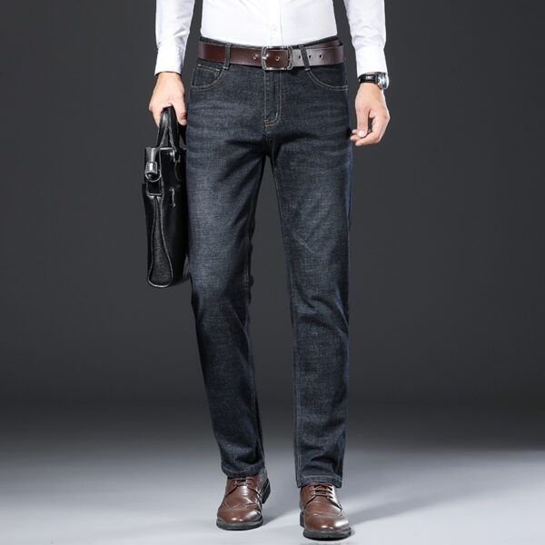 Plush Jeans Men Straight Leg Pants