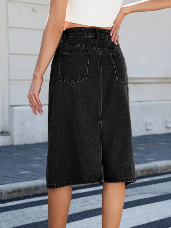 Slit Back Midi-length Denim Skirt - Image 4