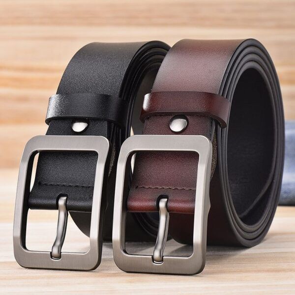 Men's belt pure leather pin buckle