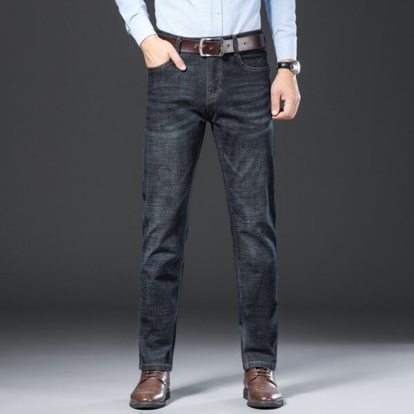 Plush Jeans Men Straight Leg Pants - Image 2