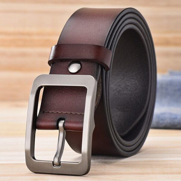 Men's belt pure leather pin buckle - Image 3