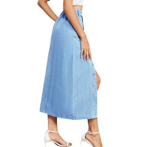 Semi elastic denim casual long skirt - Image 5