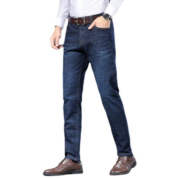 Plush Jeans Men Straight Leg Pants - Image 4