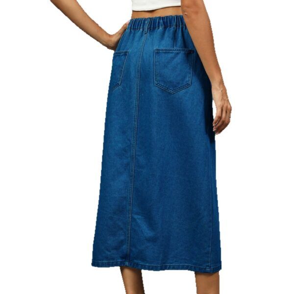 Button Denim Mid-length Skirt for Women - Image 5