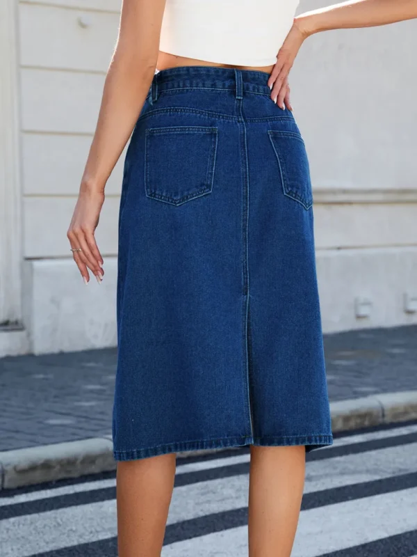 Slit Back Midi-length Denim Skirt - Image 6