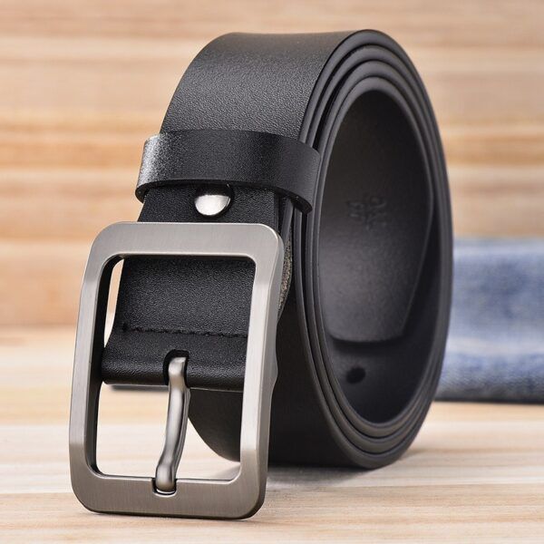 Men's belt pure leather pin buckle - Image 2