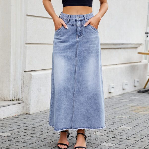 High waist denim fashionable skirt for women