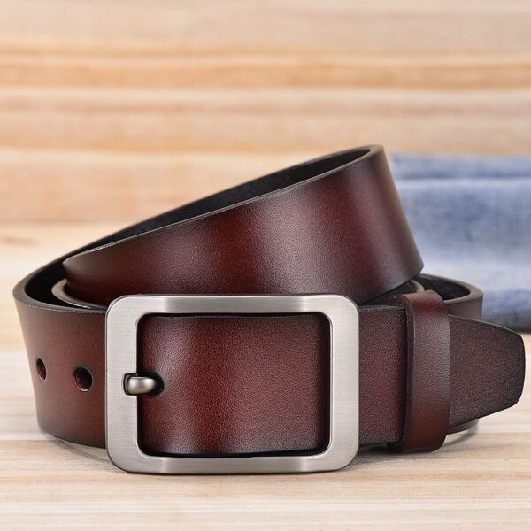 Men's belt pure leather pin buckle - Image 5
