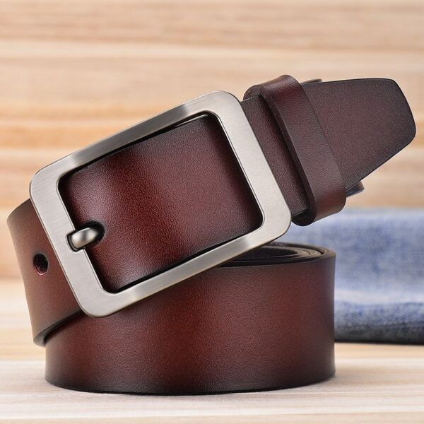 Men's belt pure leather pin buckle - Image 7