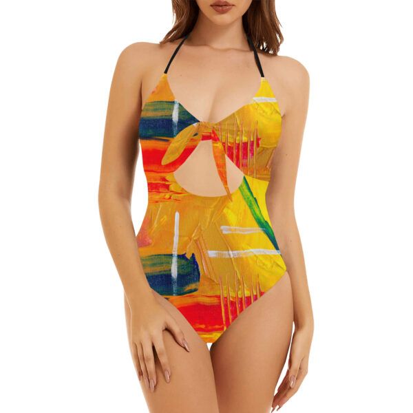 Teen Girls Backless Bow Swimsuit