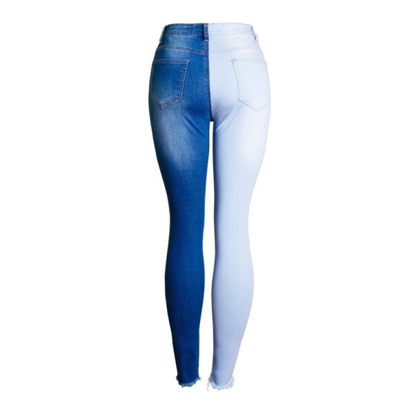 Double Color Patchwork Ripped Jeans - Image 3