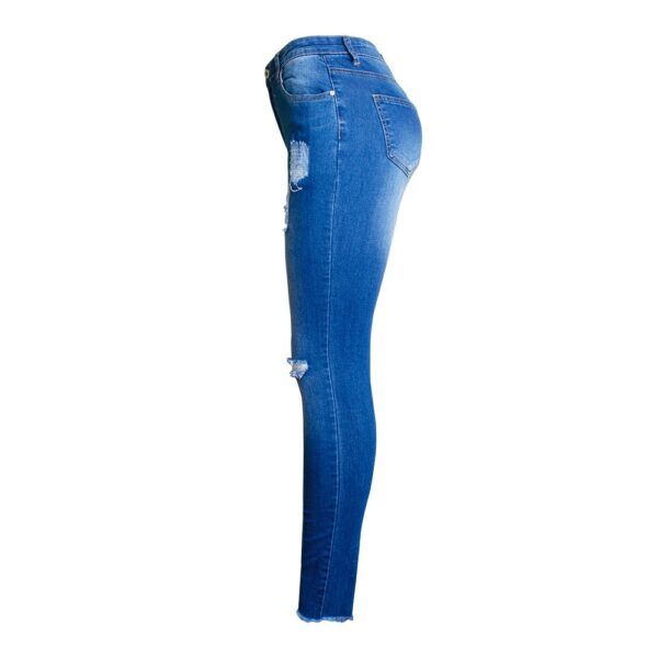 Double Color Patchwork Ripped Jeans - Image 4