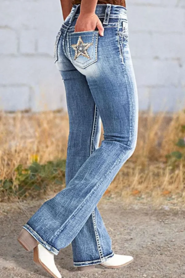 Star Embroidered Bootcut Jeans for Teens - Image 3