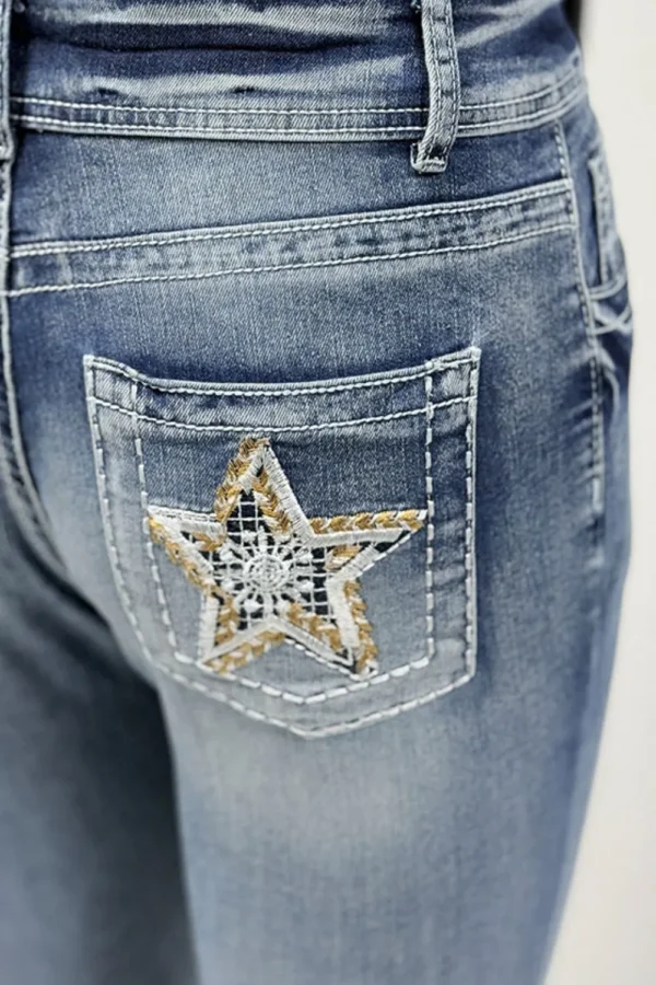 Star Embroidered Bootcut Jeans for Teens - Image 4