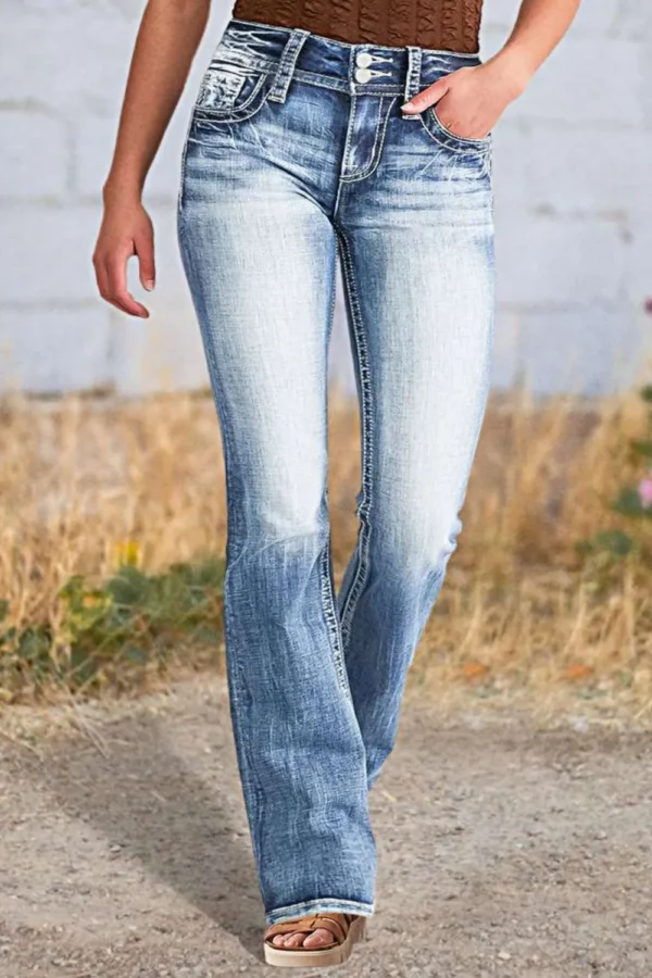 Star Embroidered Bootcut Jeans for Teens - Image 7