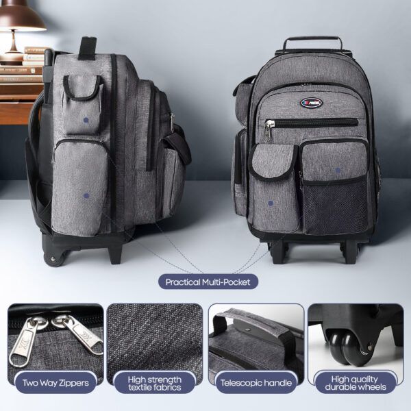 20 Inch Travel Rolling Backpack with Retractable Handle