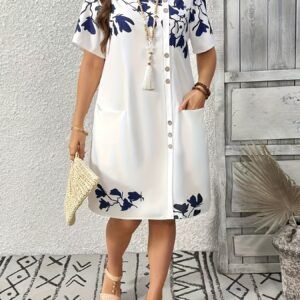 Floral Print A-line Dress Plus Size